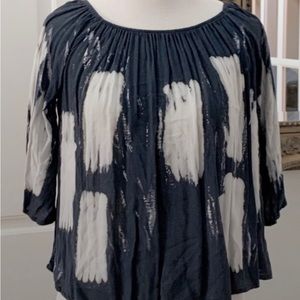 VINTAGE Havana Boat Neck/off the Shoulder Cropped Top Grey Size Med